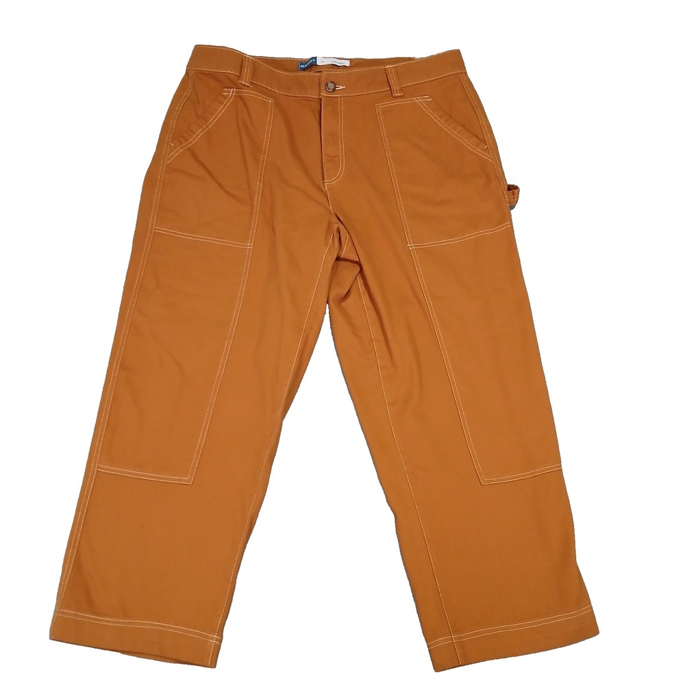 Old Navy Women 18 Jeans Brown Carpenter Utility High Rise Straight 100% Cotton